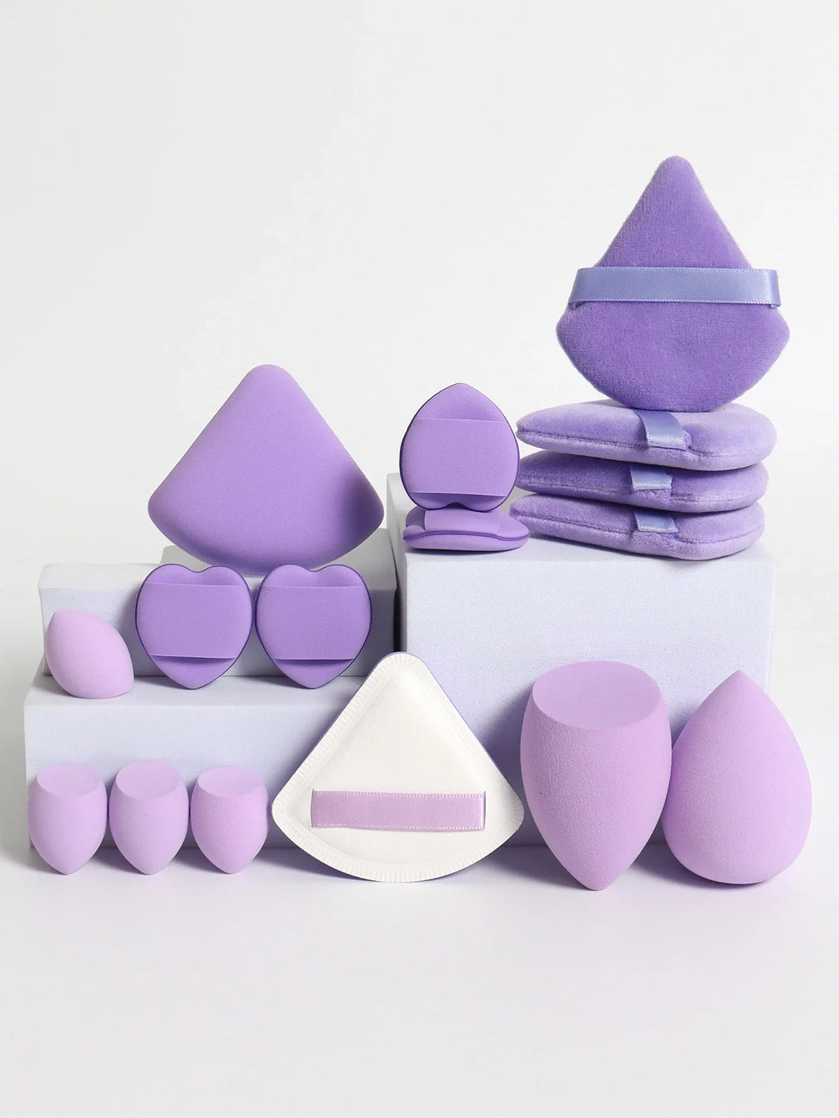 Cat Powder Cotton Candy 16-Piece Makeup Sponge Set | Soft Polyurethane Cosmetic Puffs
