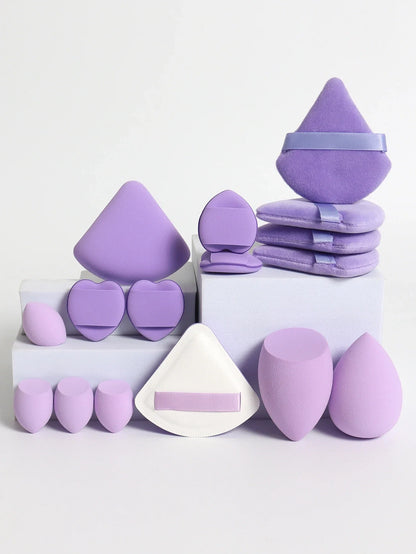 Cat Powder Cotton Candy 16-Piece Makeup Sponge Set | Soft Polyurethane Cosmetic Puffs