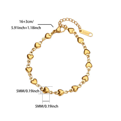 Stainless Steel Heart Bracelets For Women Gold Color Geometric Heart Bracelet Fashion Wedding Waterproof Jewelry Gift