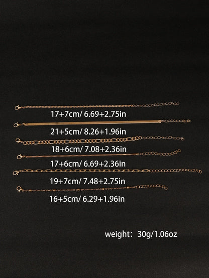 6Pcs Gold Color Bracelet Set Boho Retro Thick Twist Cuban Chain Bracelet for Women 2023 Trendy Quality Jewelry Gifts