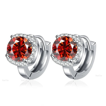 NeeTim 0.5ct 1ct Rainbow Color Moissanite Studs Earrings for Women S925 Silver Black Blue Pink Lab Diamond Wedding Stud Earring