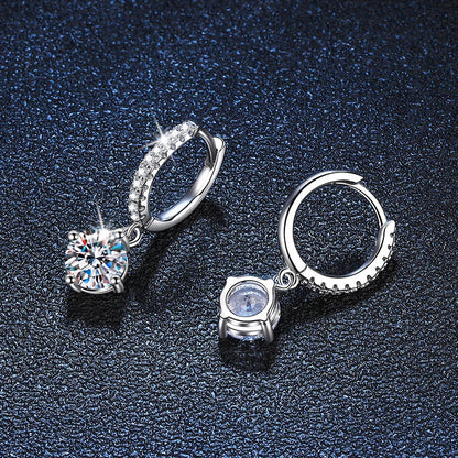NeeTim 0.5ct 1ct S925 Sterling Silver Moissanite Drop Earrings Trendy Luxury Designer Earing for Women Gift With Certificate