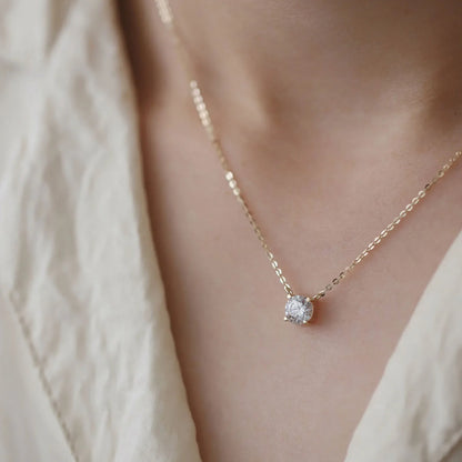 925 Sterling Silver 18k Gold Plated Necklace Versatile Single Sparkling Zircon Clavicle Chain for Women Wedding Jewelry