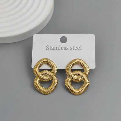 Creative heavy metal pentagonal star leaves stainless steel earrings, waterproof and rusty-free women's earrings, party jewelry
