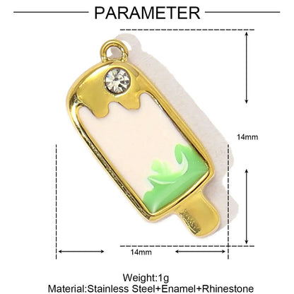 3pcs/Lot Stainless Steel Enamel Plam Flip Flop Shell Diy Charm Women Watermelon Strawberry Necklace Pendant Summer Ocean Jewelry