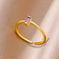 Tiny Green Zircon Round Rings For Women Geometric Stainless Steel Ring Luxury Wedding Christmas Jewelry Gift Free Shipping