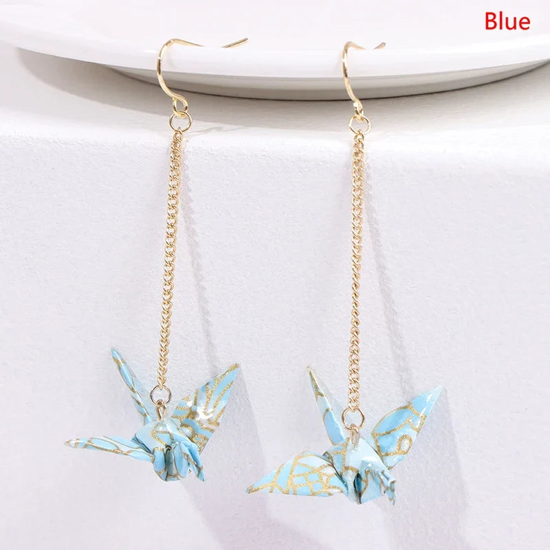 Origami Crane Earrings | Handcrafted Paper Bird Jewelry