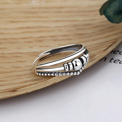 VENTFILLE 925 Sterling Silver Geometric Multilayer Round Bead Ring | Fashion Punk Temperament Jewelry