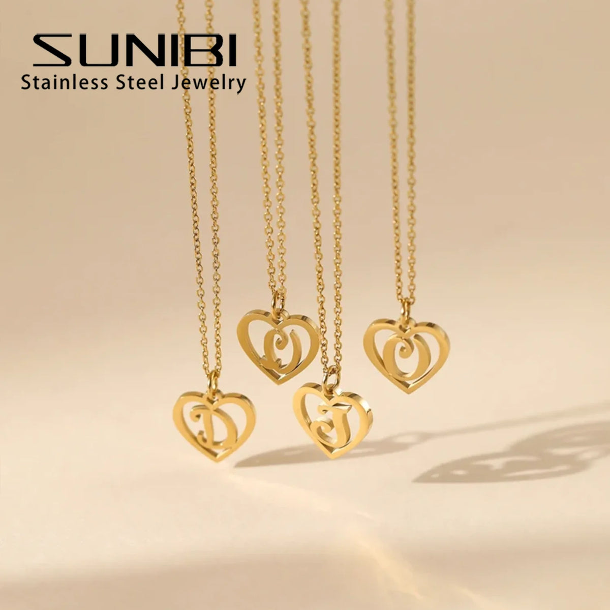 SUNIBI Stainless Steel Letter Heart Shape Hollow Pendant Charm for Bracelet Necklaces  for Women DIY Jewelry Making