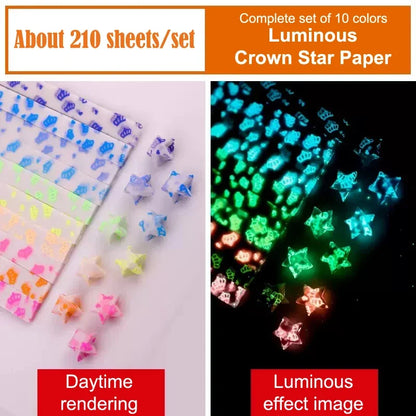 210 Sheets Luminous Origami Paper Stars | DIY Craft Kit for Glowing Lucky Stars