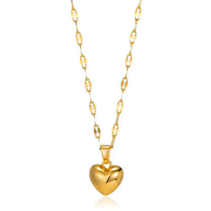 Geometric Heart Necklaces For Women Stainless Steel Gold Color Snake Chain Heart Necklace Aesthetic New Wedding Jewelry Gift