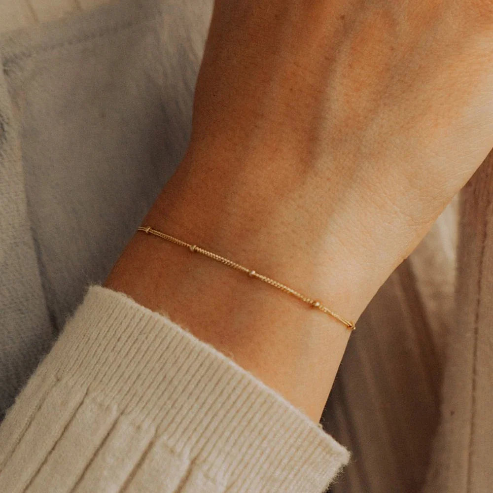 Simple Female Ball Chain Bracelet Jewelry New Layered Thin Beads Chain Bracelet For Women Leg 316L Stainless Steel Chain