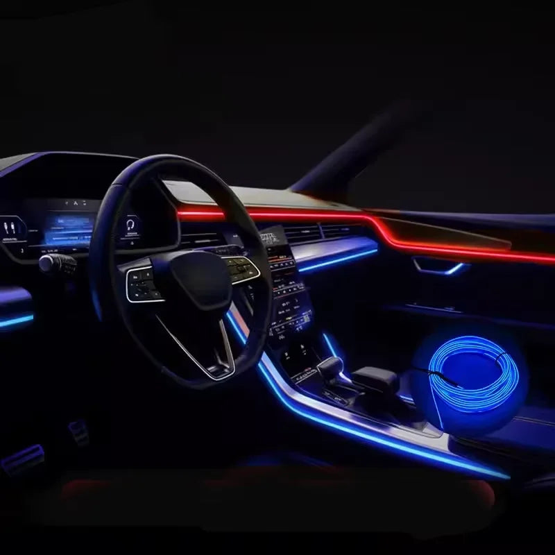 3M USB Blue LED Car Interior Atmosphere Light Strip | Flexible EL Cool Neon Light for DIY Automotive