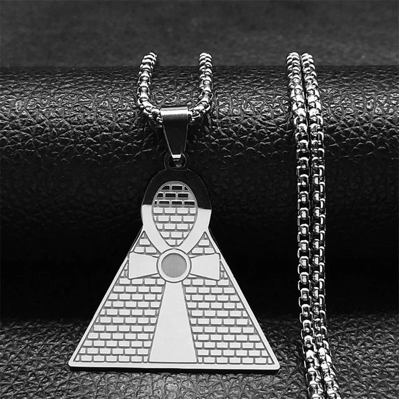 Stainless Steel Ankh Cross Pendant Necklace | Gothic Symbol of Life Jewelry