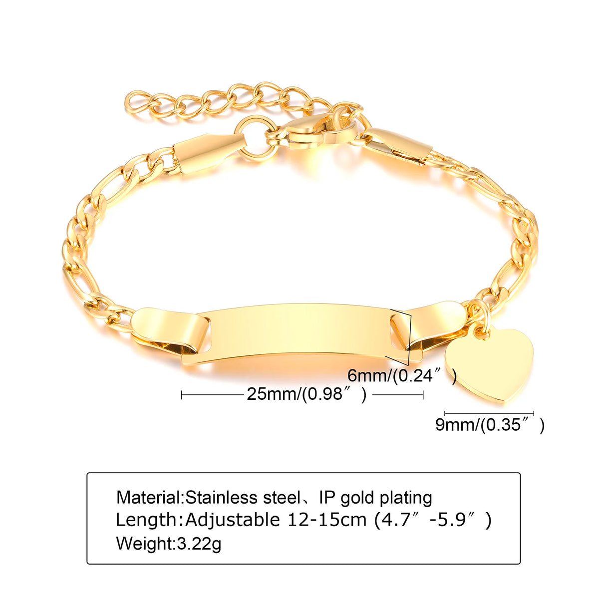 Custom Personalized Name ID Bracelet Gilrs Boy Gifts, Stainless Steel Curb Chain Link Crown Bracelet Not Allergic