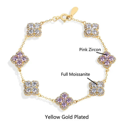 MINTYBOX S925 Sterling Silver Full Moissanite Bracelets D VVS1 Lab Diamond for Women 18k Gold Plated Engagement Jewelry Gift