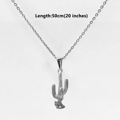 Trendy Gold - Plated Stainless Steel Cactus Pendant Necklace for Men & Women - Non - Fading, Ideal Gift, Fashion Jewelry