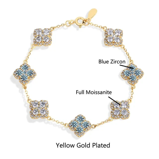 MINTYBOX S925 Sterling Silver Full Moissanite Bracelets D VVS1 Lab Diamond for Women 18k Gold Plated Engagement Jewelry Gift