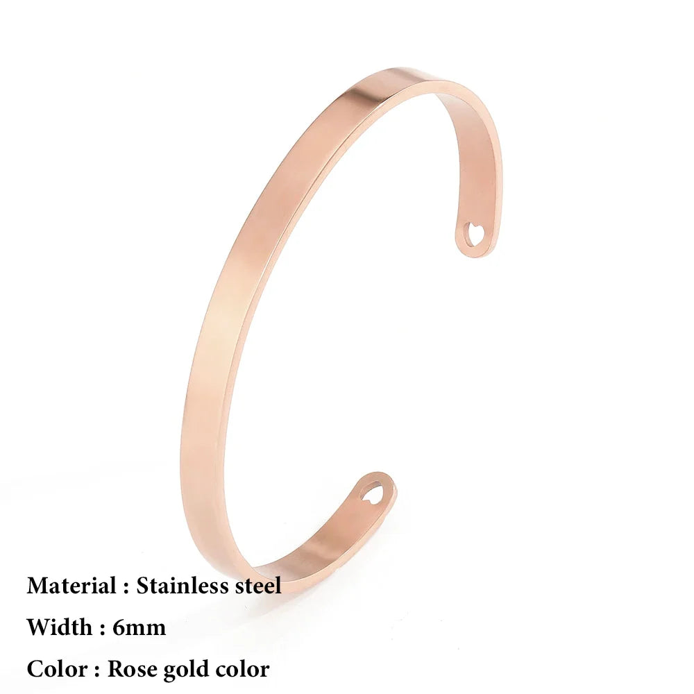 SUNIBI 4mm 6mm Stainless Steel Cuff Gold Color Bracelet Bangle for Women Jewelry Gifts Wholesale Dropshipping