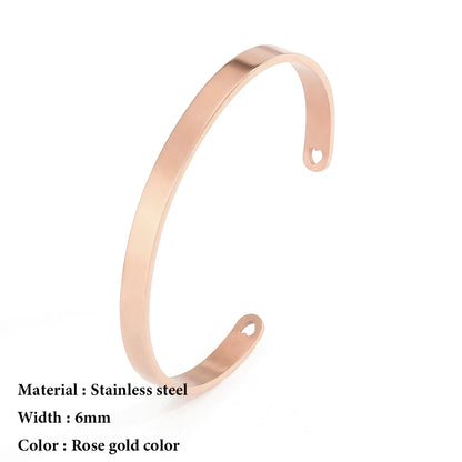 SUNIBI 4mm 6mm Stainless Steel Cuff Gold Color Bracelet Bangle for Women Jewelry Gifts Wholesale Dropshipping