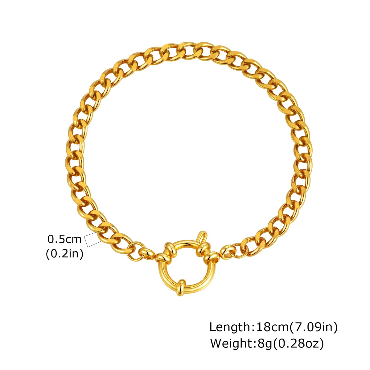 Vnox Square Chain Bracelet | Gold Stainless Steel Round Bubble Link Jewelry for Women