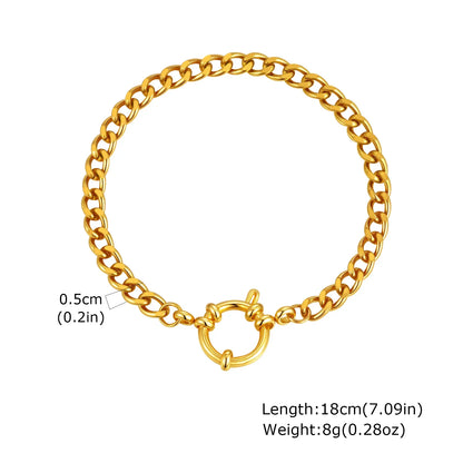 Vnox Square Chain Bracelet | Gold Stainless Steel Round Bubble Link Jewelry for Women