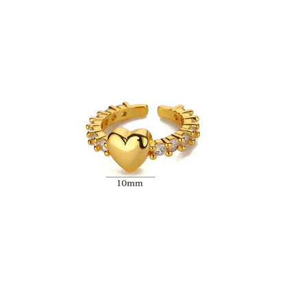 Zircon Tiny Heart Rings For Women Gold Color  Stainless Steel Opening Heart  Finger Femme Wedding Party Jewelry Gift 2024