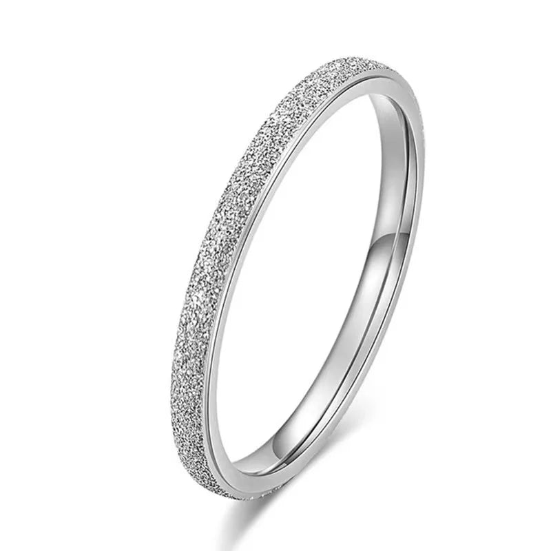 SUNIBI Frosted Stainless Steel Ring for Women Fashion Simple Gold Color Finger Rings Wedding Gifts Girls Jewelry Wholesale