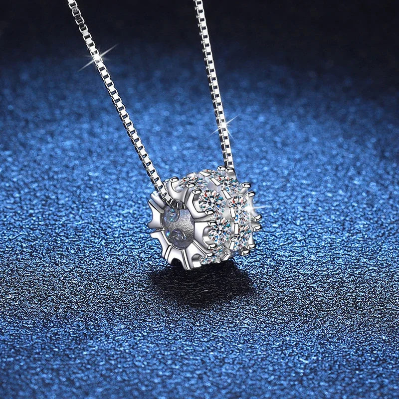 NeeTim Full Moissanite Diamond Necklace For Woman Pendant 925 Sterling Silver Necklace For Women Chain Party Bridal Fine Jewelry