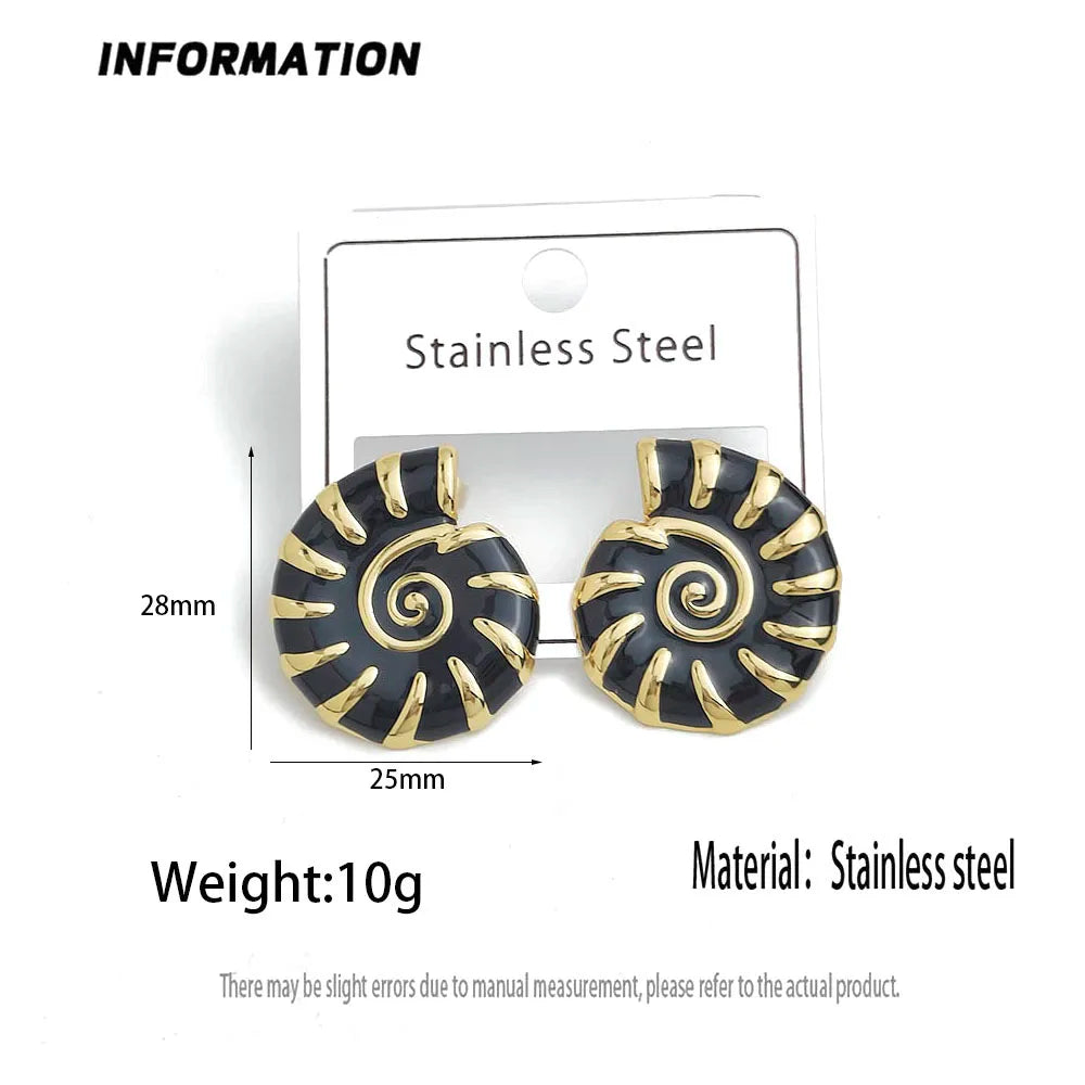 Creative Conch Colored Enamel Stainless Steel Earrings, Waterproof and No Rust-Rusting Women's Earrings, Party Jewelry
