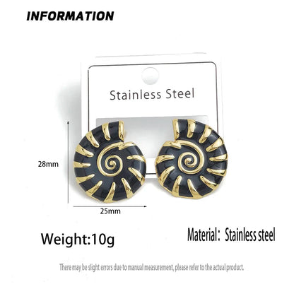 Creative Conch Colored Enamel Stainless Steel Earrings, Waterproof and No Rust-Rusting Women's Earrings, Party Jewelry