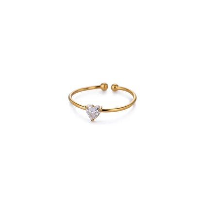 2025 Birth Colorful Cubic Zircon Heart Opening Rings For Women Fashion Dainty Stainless Steel Princess Ring Jewelry Wedding Gift