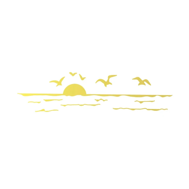 Sunset Over Ocean Scene RV Camper Decal | Beach Sunset Vinyl Sticker for Car Window Laptop Decor