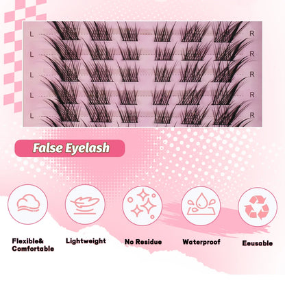 Natural Eyelash Clusters DIY 3D Cat Eye Lashes | C Curly Individual Lashes