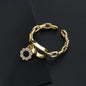 Cross Diamond Letter Ring Niche Design Pendant Trendy Daily Versatile Women's Ring New Open Adjustable Ring