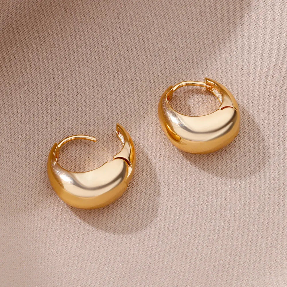 Chunky Drop Hoop Earrings for Women Stainless Steel Gold Color Piercing Earring 2024 Trend New In Trend Jewelry aretes mujer