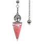 20x52mm Natural Stone Pendulum Tree of Life Hexagonal Cone Crushed Stone Rose Quartz