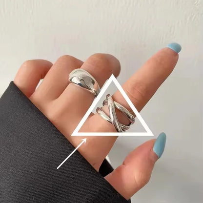 VENTFILLE 925 Sterling Silver Geometric Multilayer Round Bead Ring | Fashion Punk Temperament Jewelry