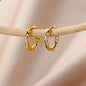 Stainless Steel Chain Earrings For Women Gold Color Geometric Chain Earring Female Fashion Party Wedding Jewelry Gift BFF