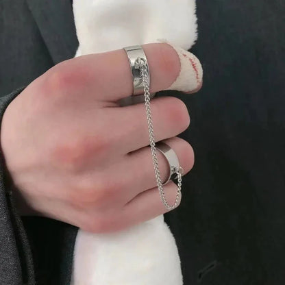 Double Ring Integrated Chain Opening Adjustable Titanium Steel Does Not Fade Bungee Hop Hip Hop Masculinity Retro Super Cool