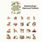 Kawaii Embroidered Fabric Pet Sticker Set | 40Pcs White Kraft Paper Journal Decor