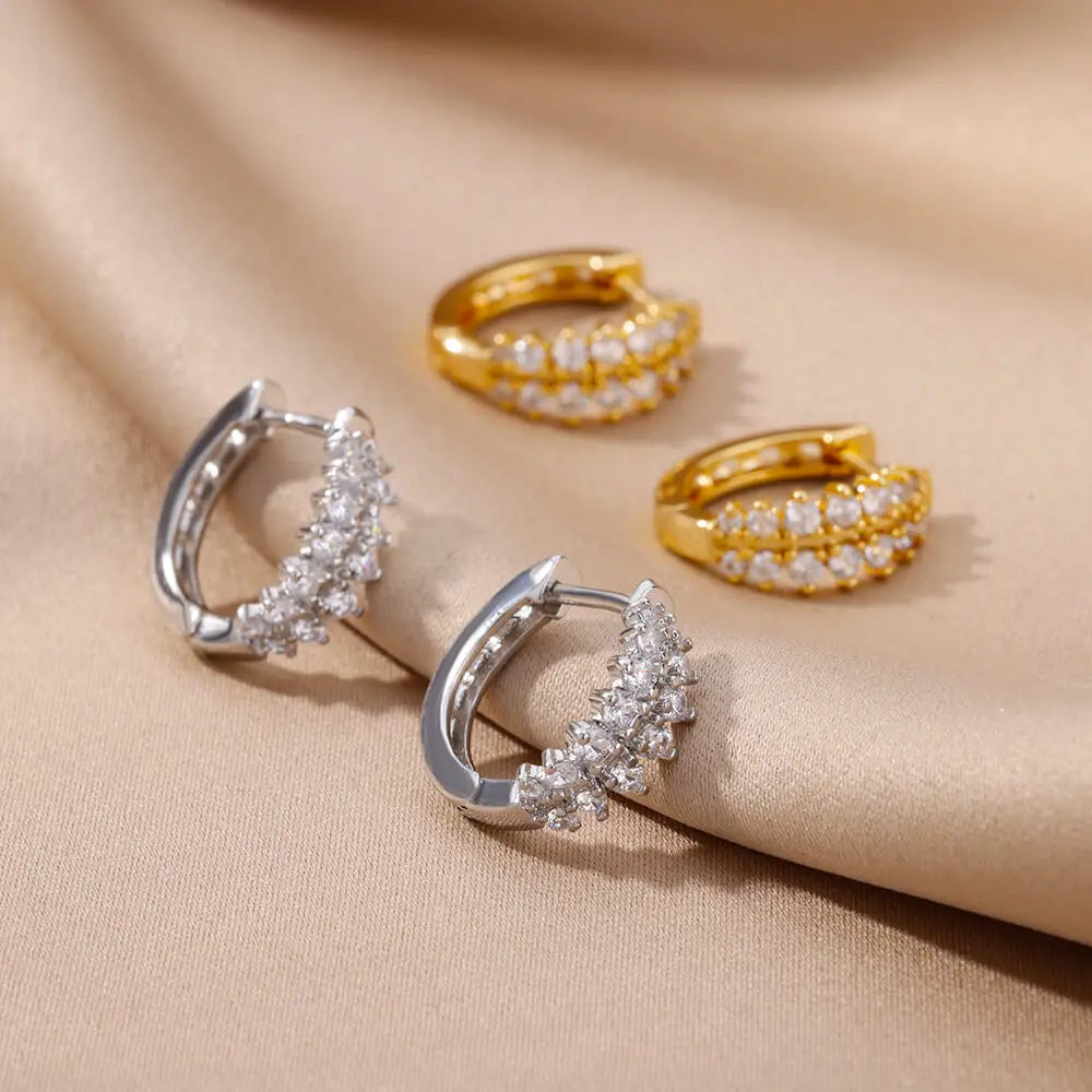 Zircon Pendientes Earring For Women Stainless Steel Hoop Piercing Earring Trending 2024 New Jewerly aretes de mujer bijoux femme