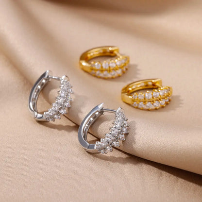 Zircon Pendientes Earring For Women Stainless Steel Hoop Piercing Earring Trending 2024 New Jewerly aretes de mujer bijoux femme