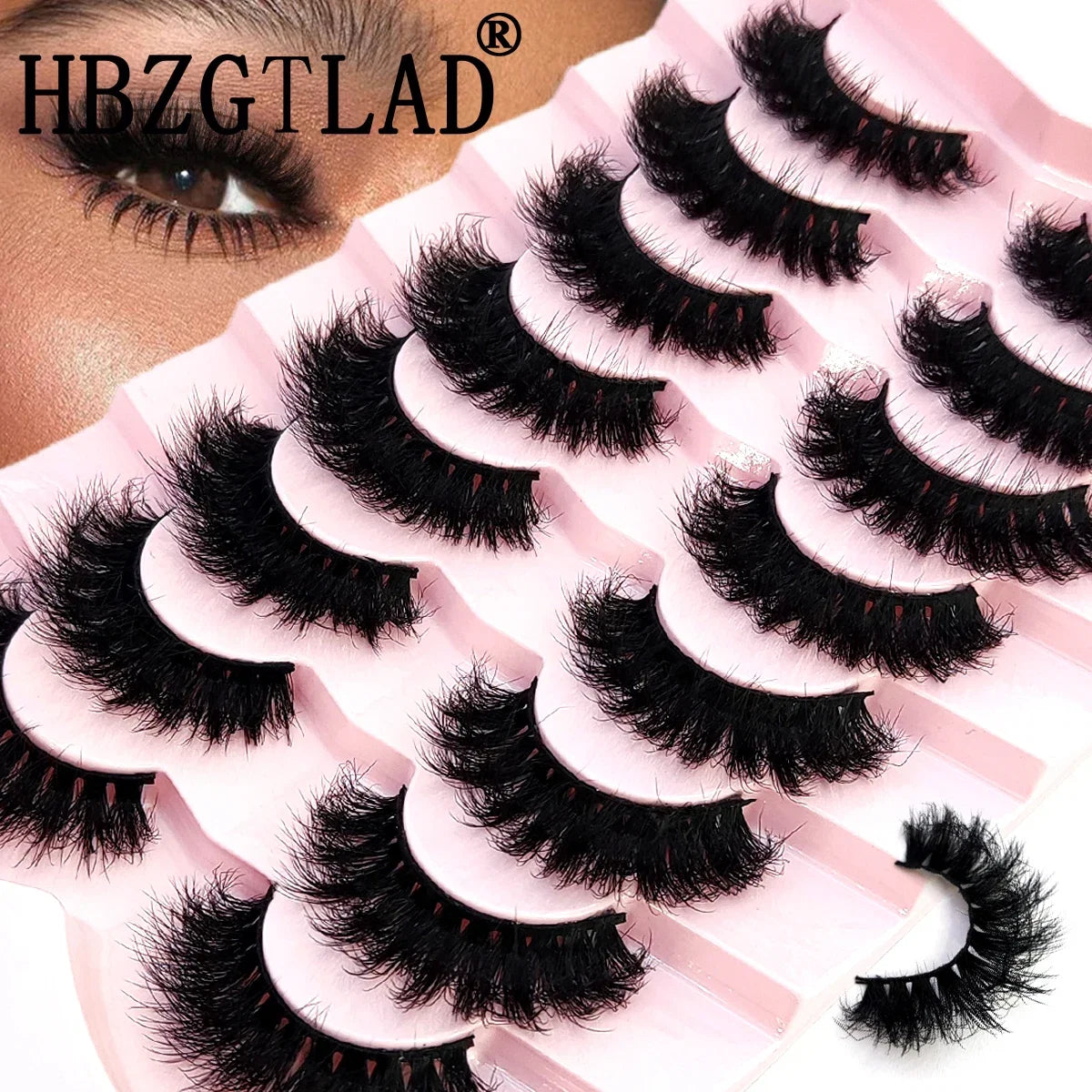 5-8 Pairs Natural Russian Striped Mink Lashes | 3D Volume Wavy False Eyelash Extensions