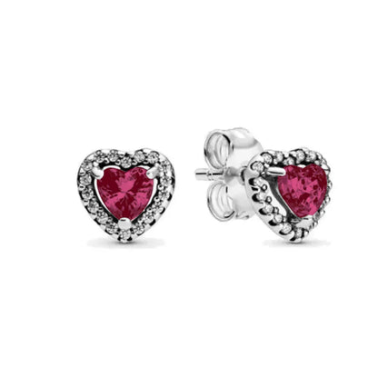 925 Sterling Silver Heart Shaped Zircon Earrings | Charming Girls Jewelry Gift