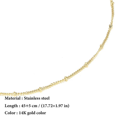 SUNIBI Stainless Steel Chain Necklace for Women Gold Color Thin Choker Bead Chain Necklace Jewelry Wholesale Dropshipping