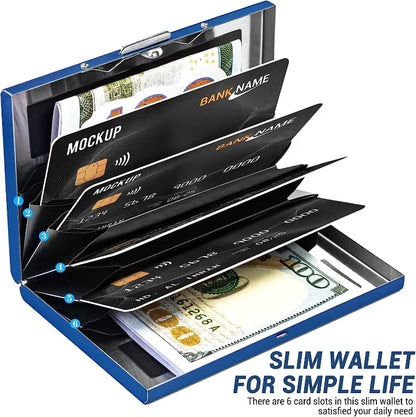 RFID Blocking Credit Card Holder | Slim Metal Wallet for 6 Cards