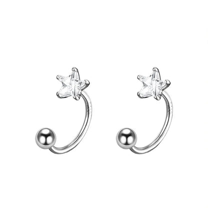 925 Silver Star Flash Crystal Summer Small Fresh Female 2022 New Trendy Personality Earrings
