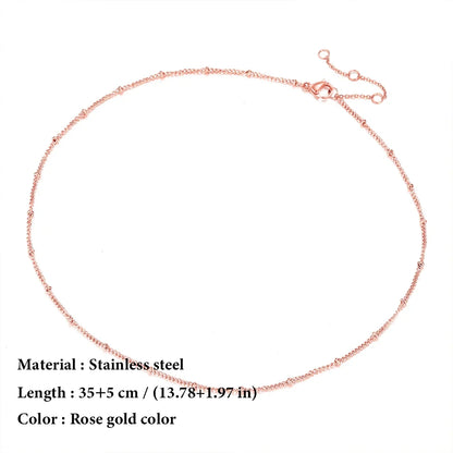 SUNIBI Stainless Steel Chain Necklace for Women Gold Color Thin Choker Bead Chain Necklace Jewelry Wholesale Dropshipping