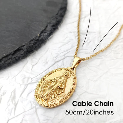 Hot Sale Virgin Mary Pendant Necklace - 18K Gold Plated & 316L Stainless Steel Religious Medallion, Catholic Gifts for Women Men